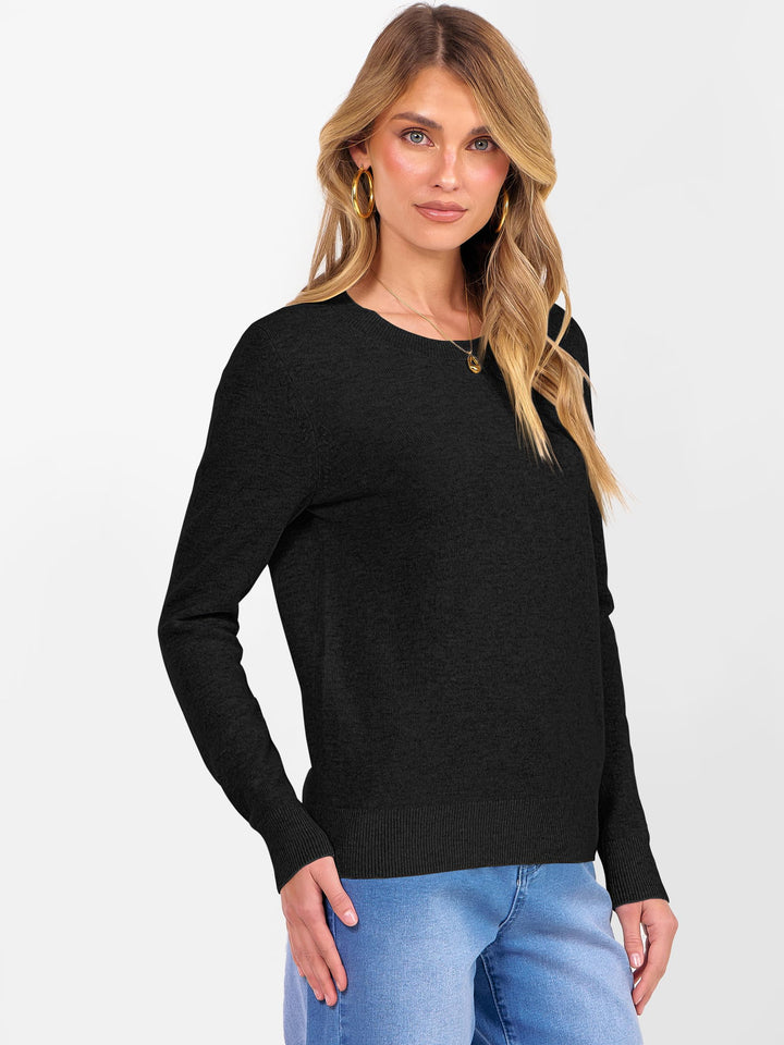 ANRABESS Women's 100% Wool Crewneck Long Sleeve Sweater