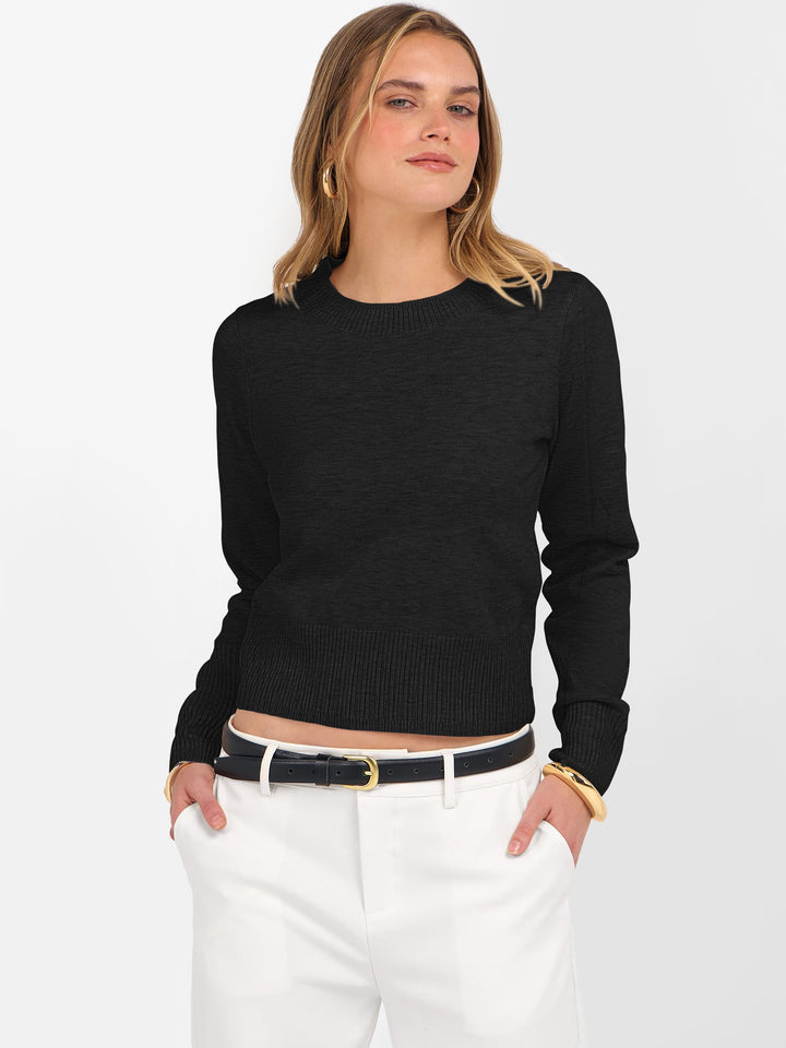 ANRABESS Women's Cropped Long Sleeve Lightweight Sweater