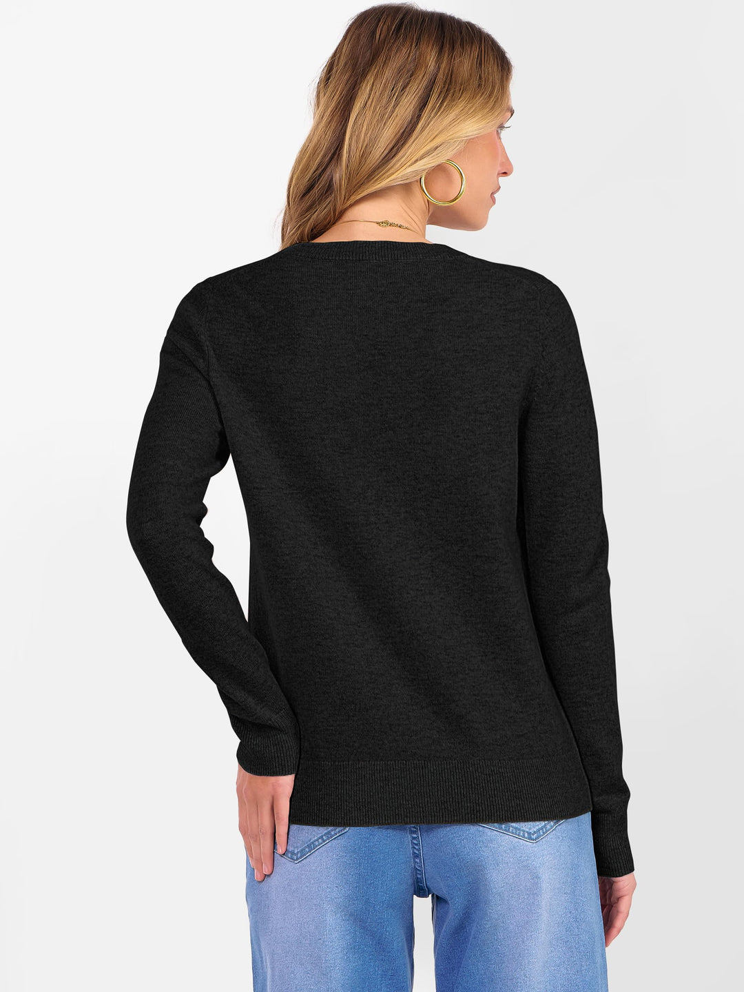 ANRABESS Women's 100% Wool Crewneck Long Sleeve Sweater