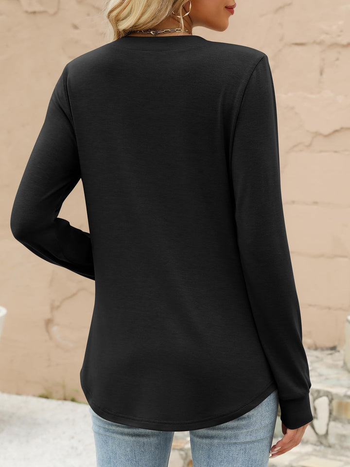 ANRABESS Women's Henley Long Sleeve Business Casual Top