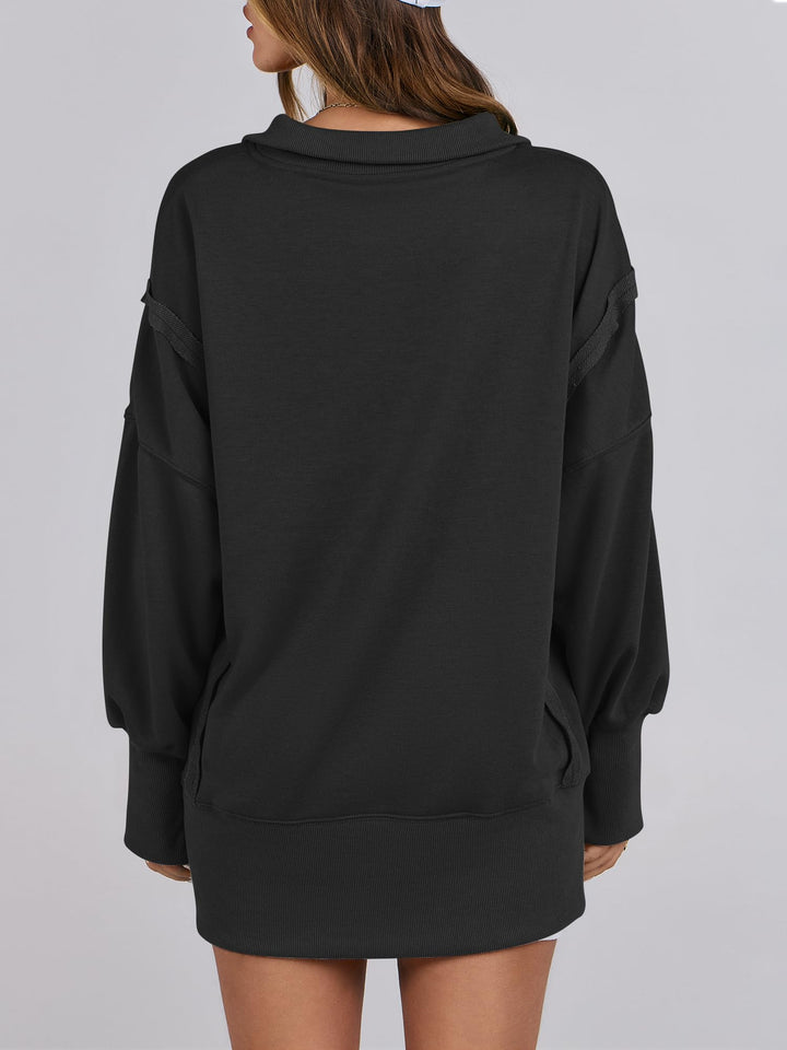 ANRABESS Women's Oversized Button-Up Henley Sweatshirt