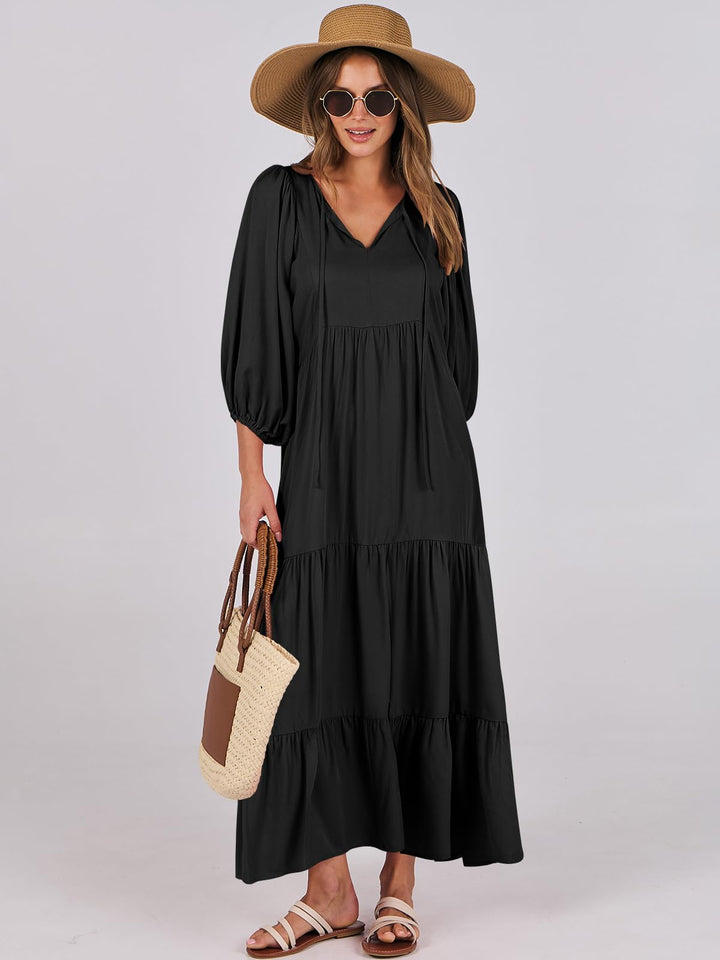 ANRABESS Women's Boho Floral V-Neck Maxi Dress