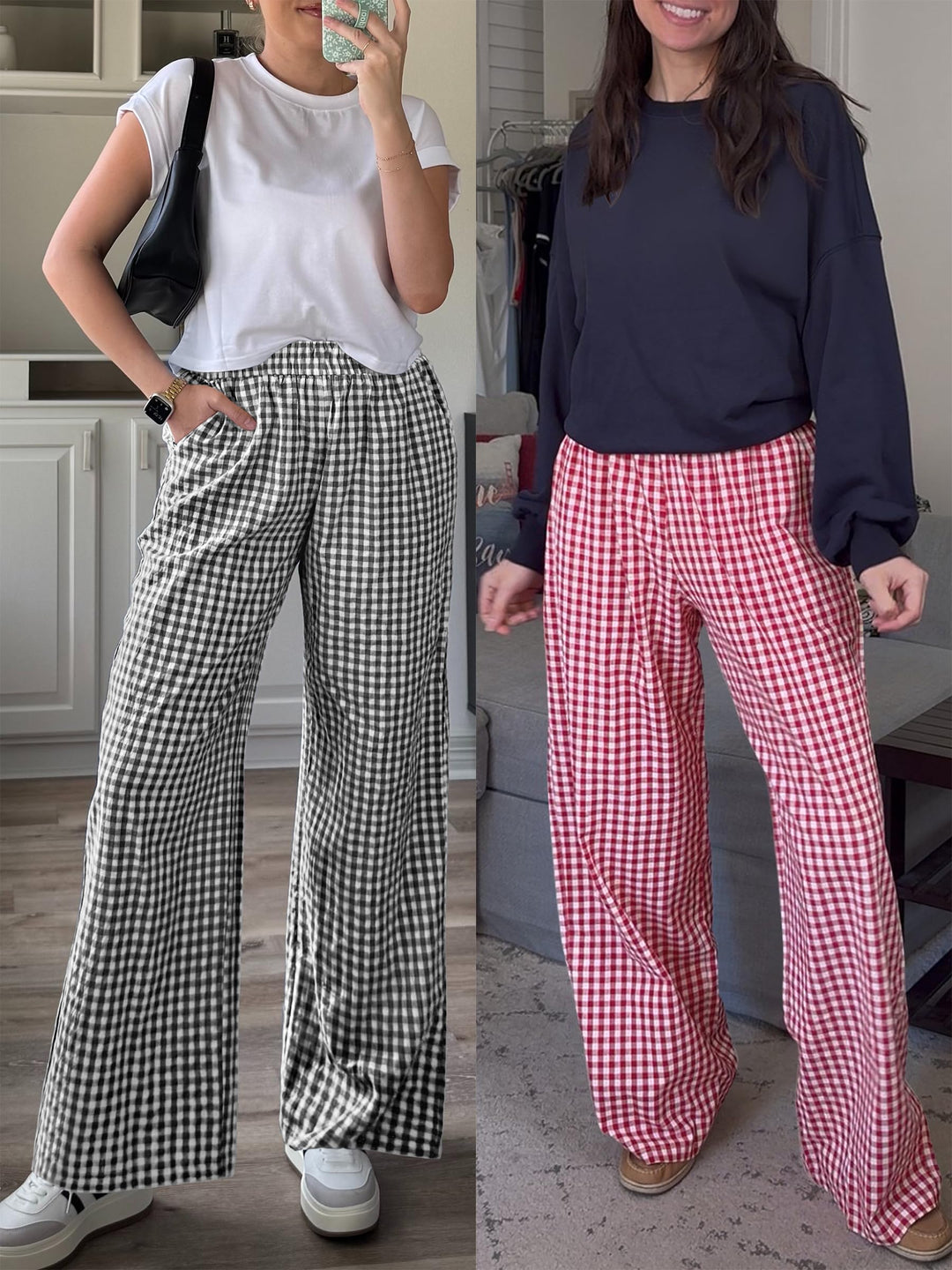 ANRABESS High Waisted Gingham Lounge Pajama Pants