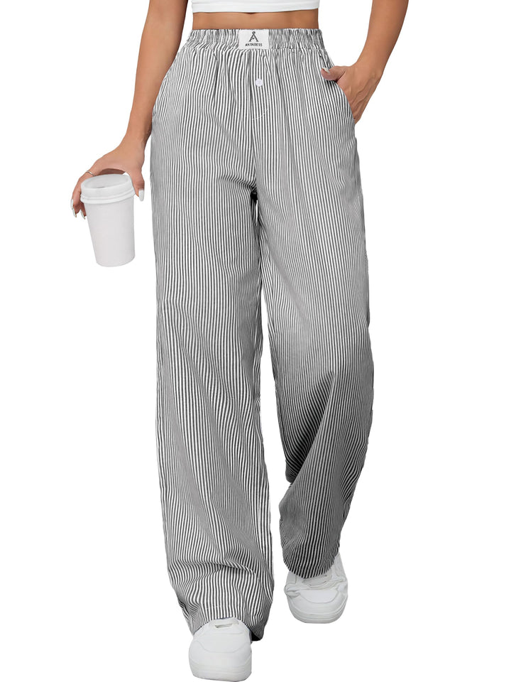 ANRABESS Women's Gingham Striped Lounge Pants with Pockets