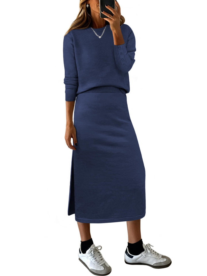 ANRABESS Lounge & Travel 2-Piece Striped Knit Set