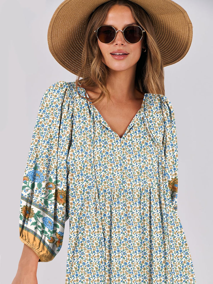 ANRABESS Women's Boho Floral V-Neck Maxi Dress