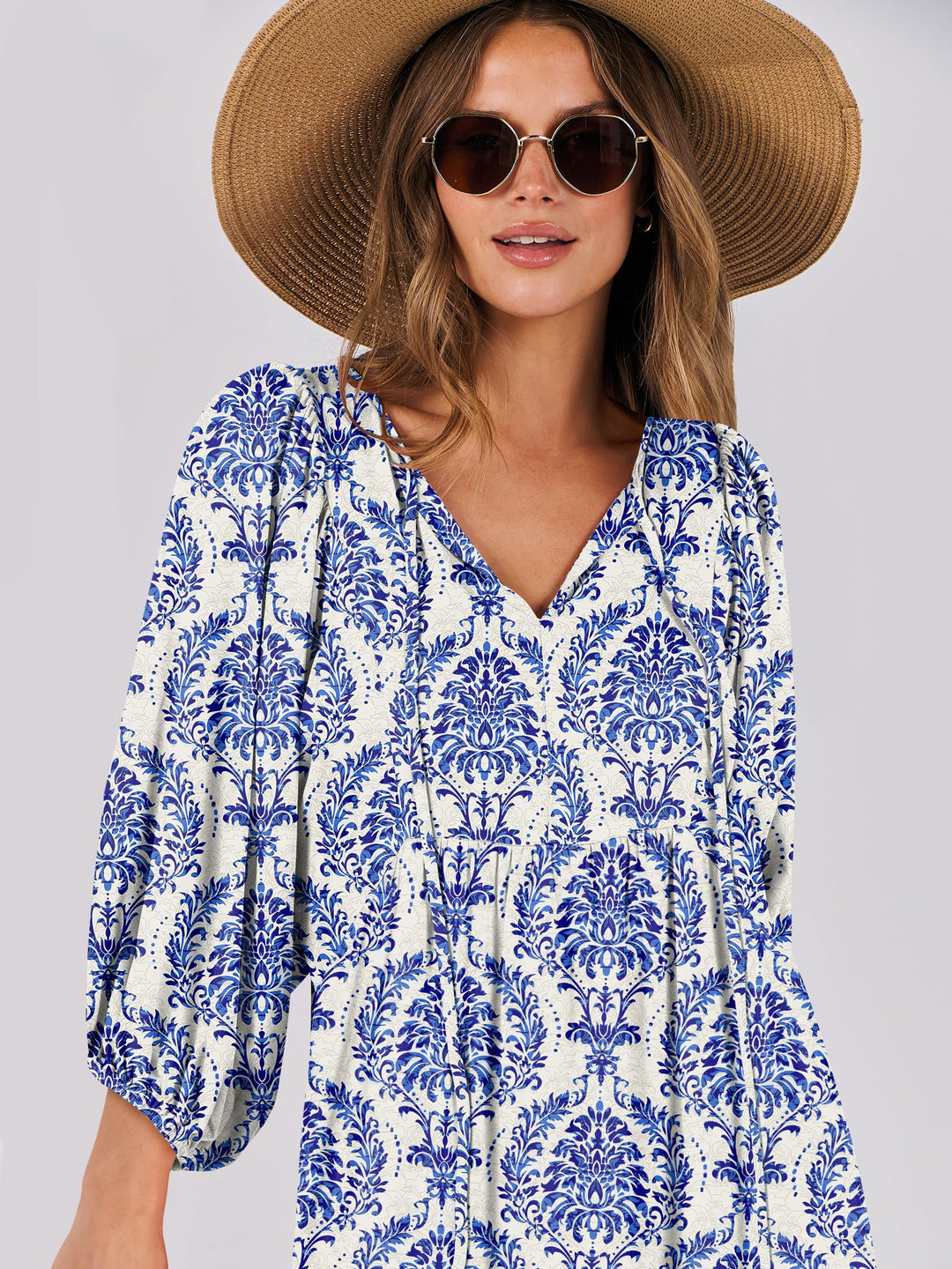ANRABESS Women's Boho Floral V-Neck Maxi Dress