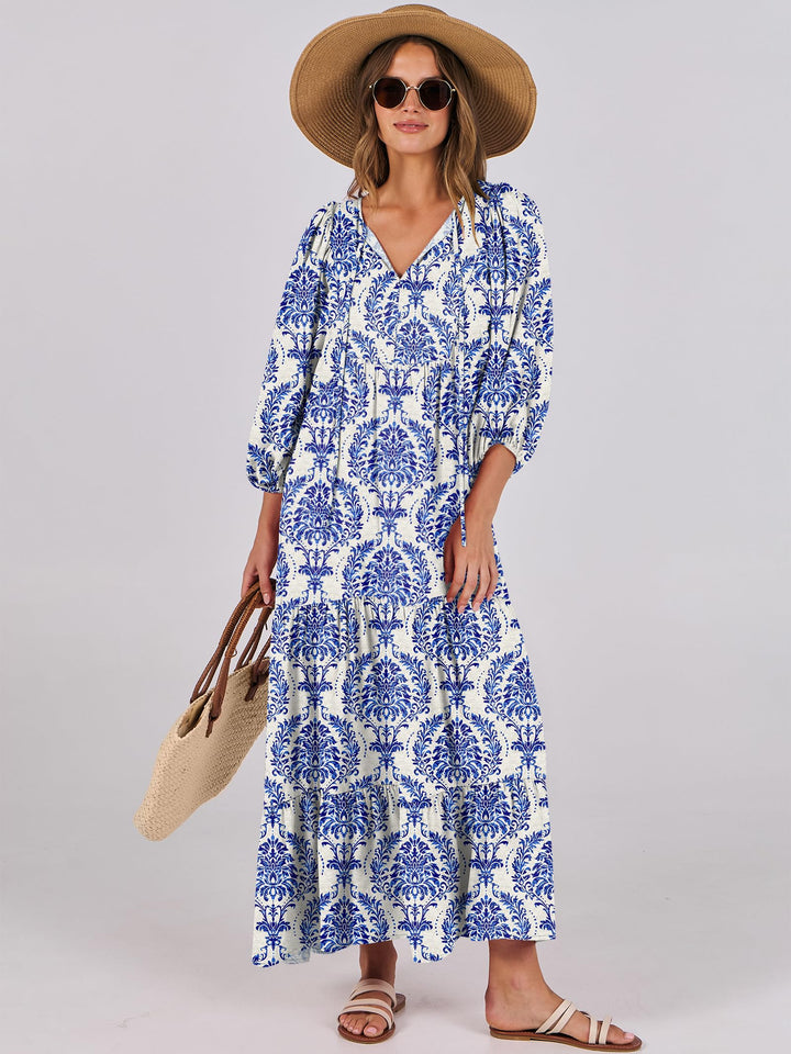 ANRABESS Women's Boho Floral V-Neck Maxi Dress