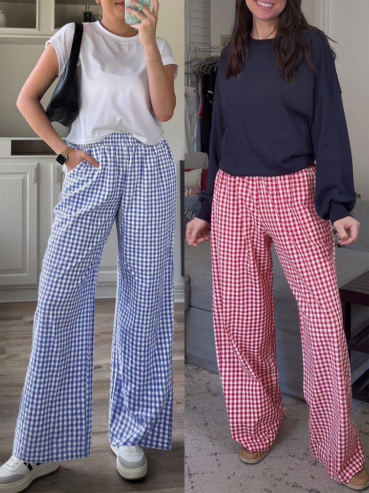 ANRABESS High Waisted Gingham Lounge Pajama Pants