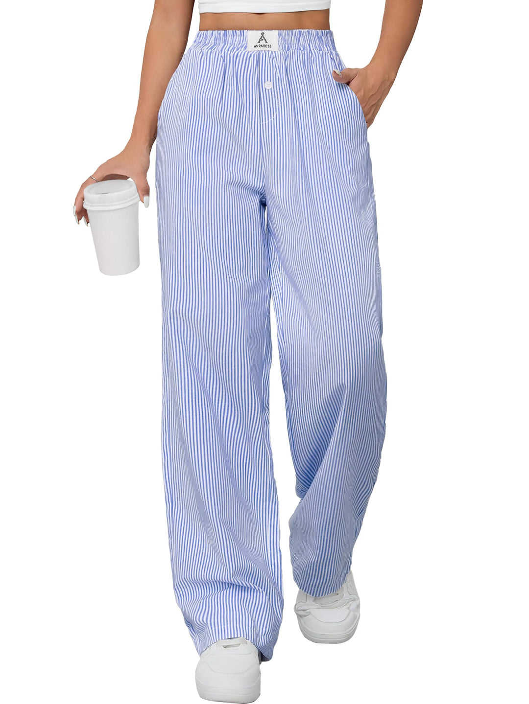 ANRABESS Women's Gingham Striped Lounge Pants with Pockets