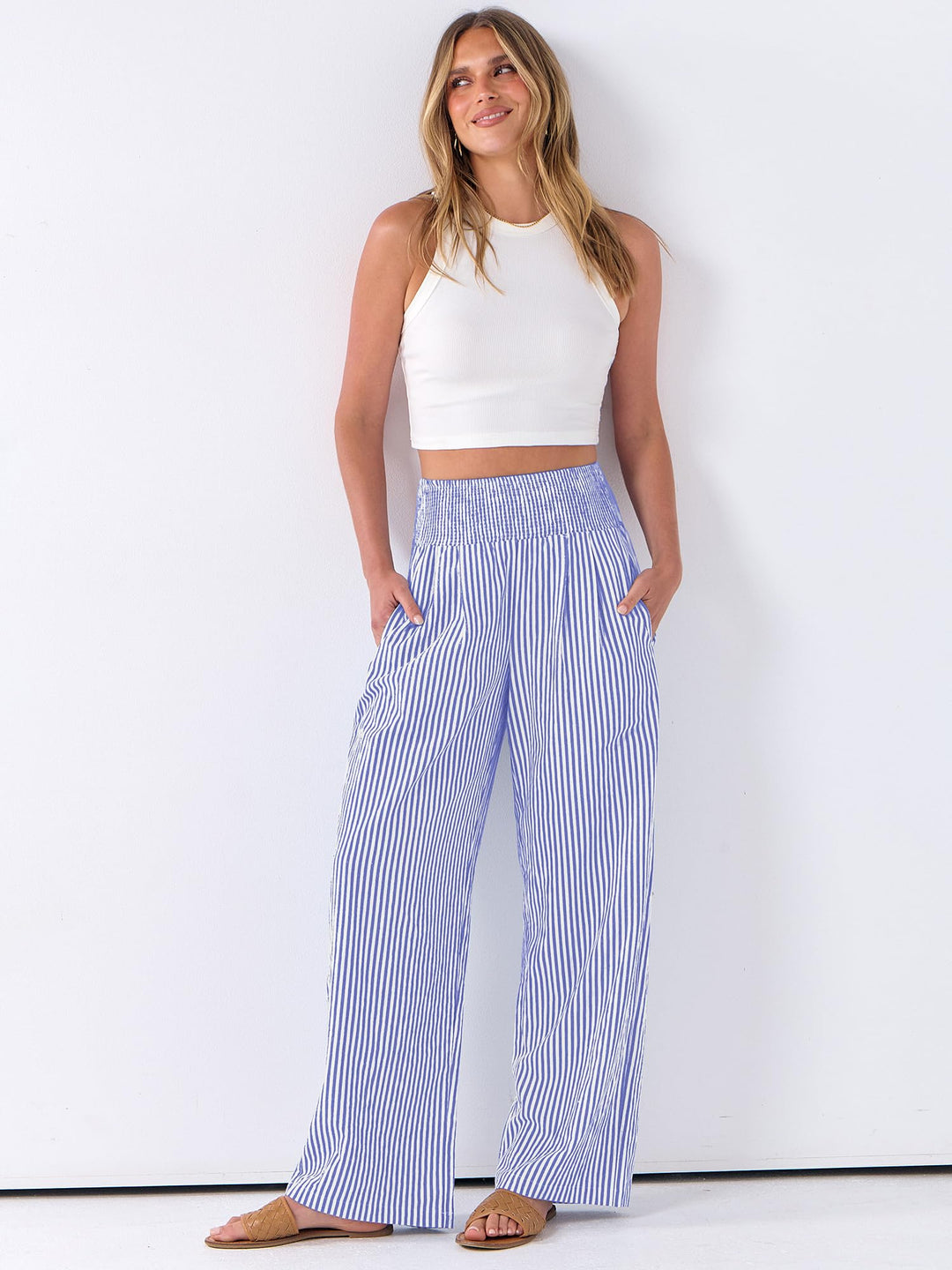 ANRABESS High Waisted Gingham Lounge Pajama Pants
