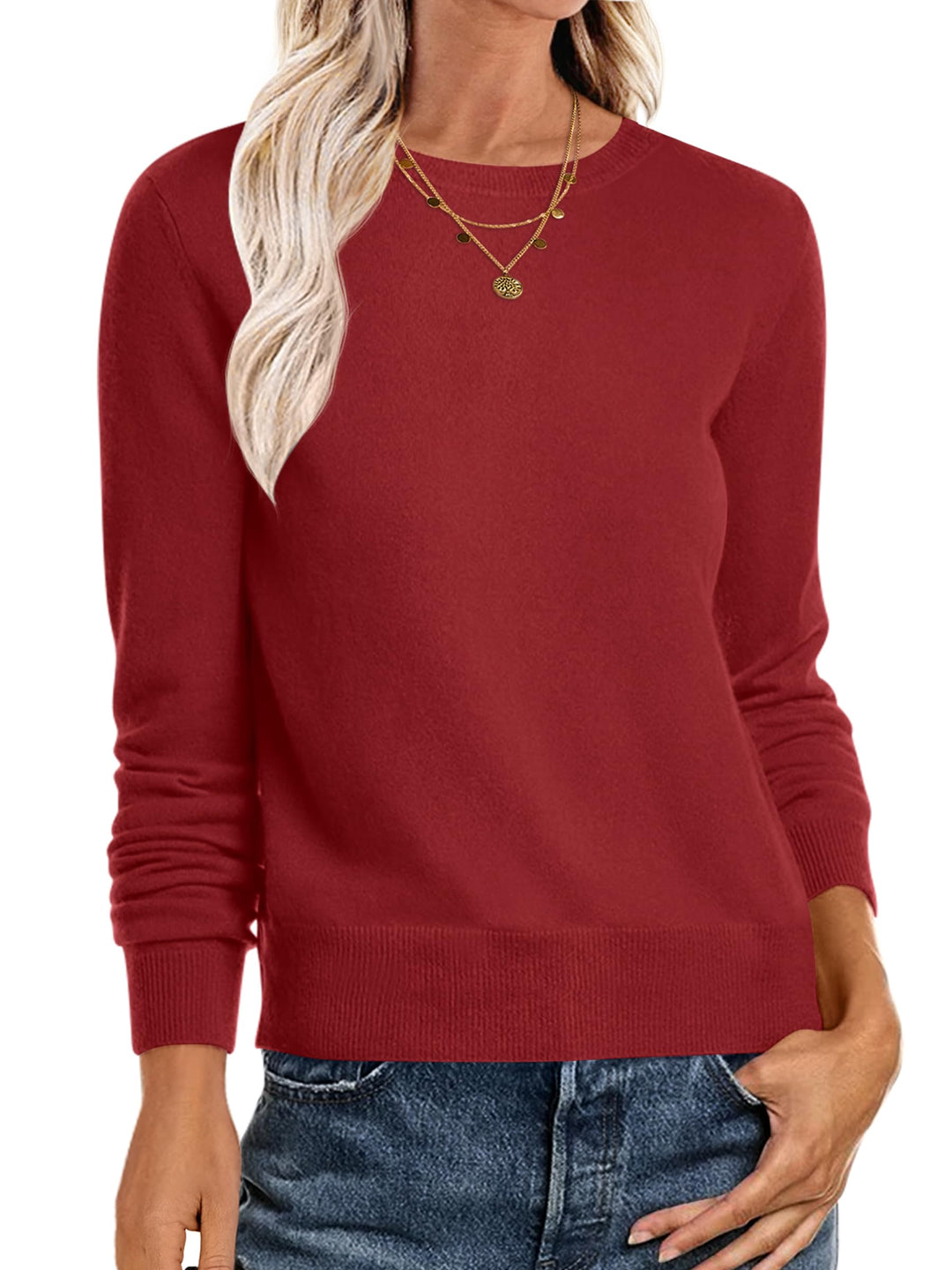 ANRABESS Women's Lightweight Crewneck Loose Sweater