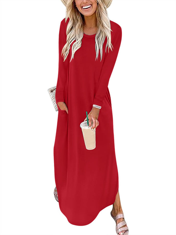 ANRABESS Casual Loose Maxi Dress for Travel with Pockets