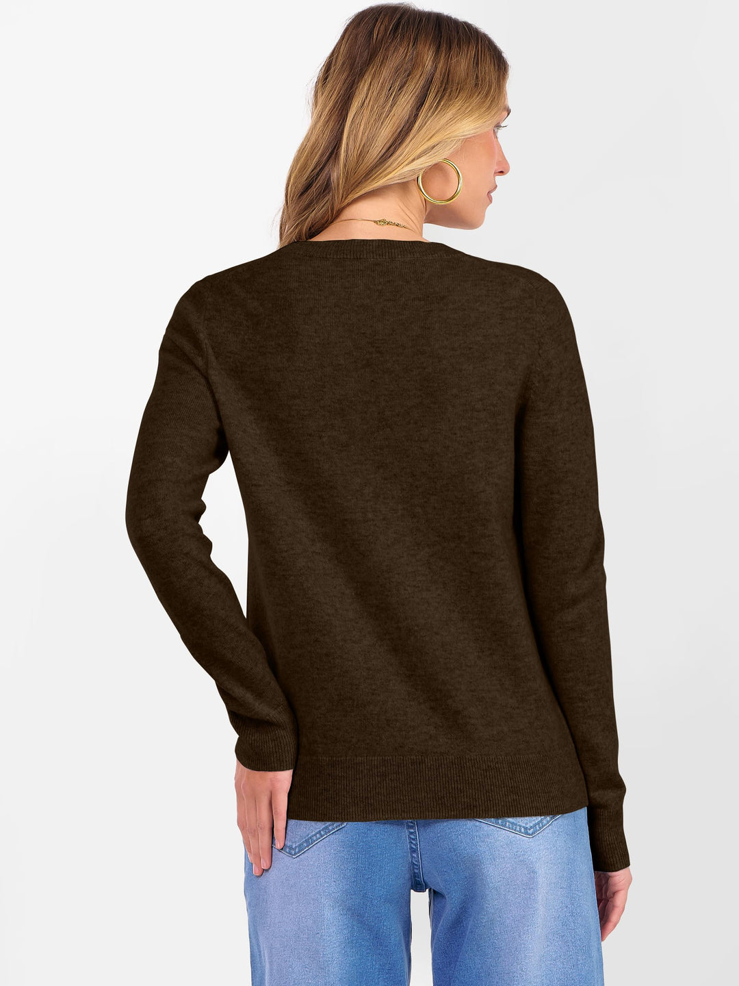 ANRABESS Women's 100% Wool Crewneck Long Sleeve Sweater