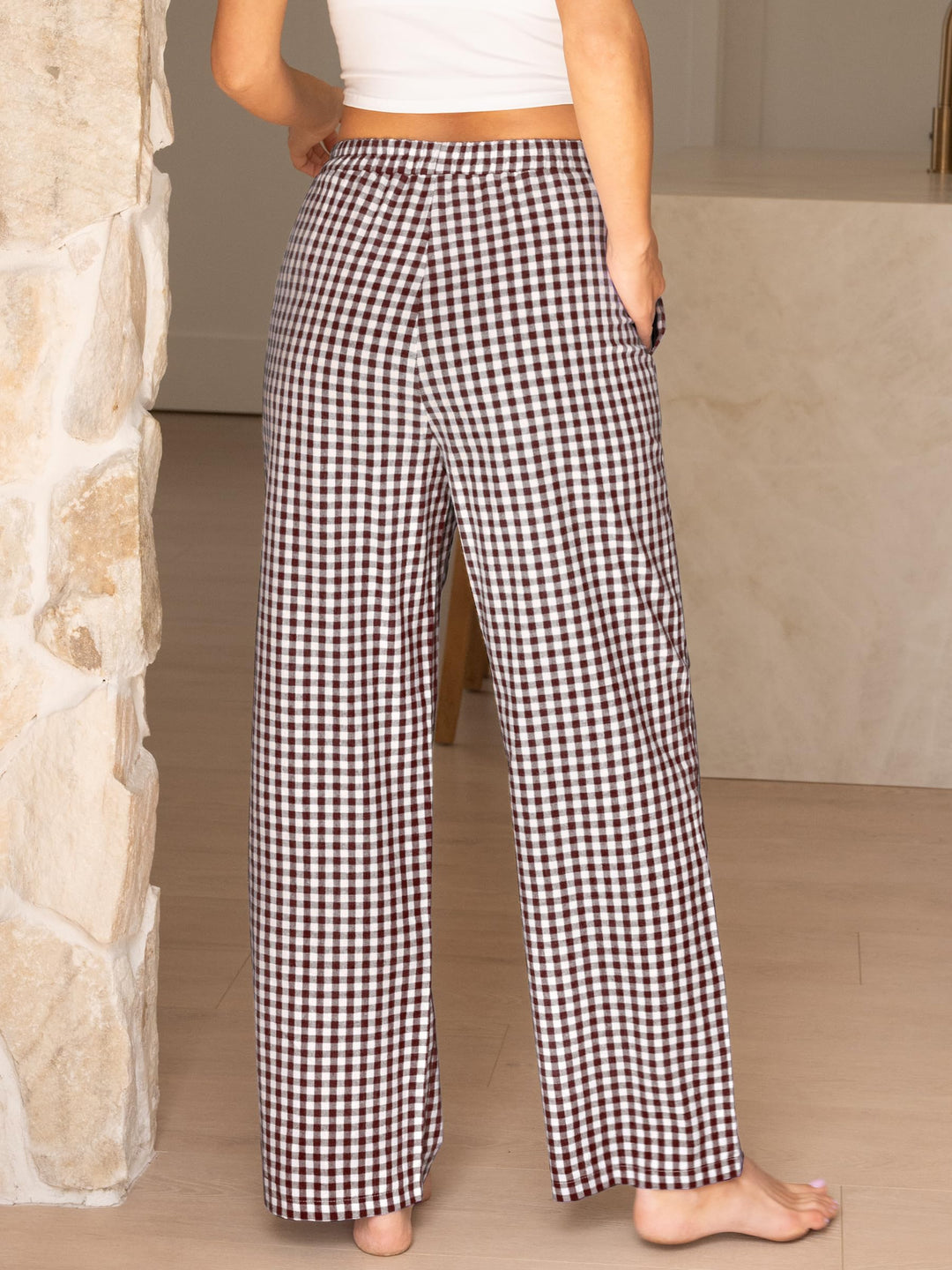 ANRABESS Women's Gingham Striped Lounge Pants with Pockets
