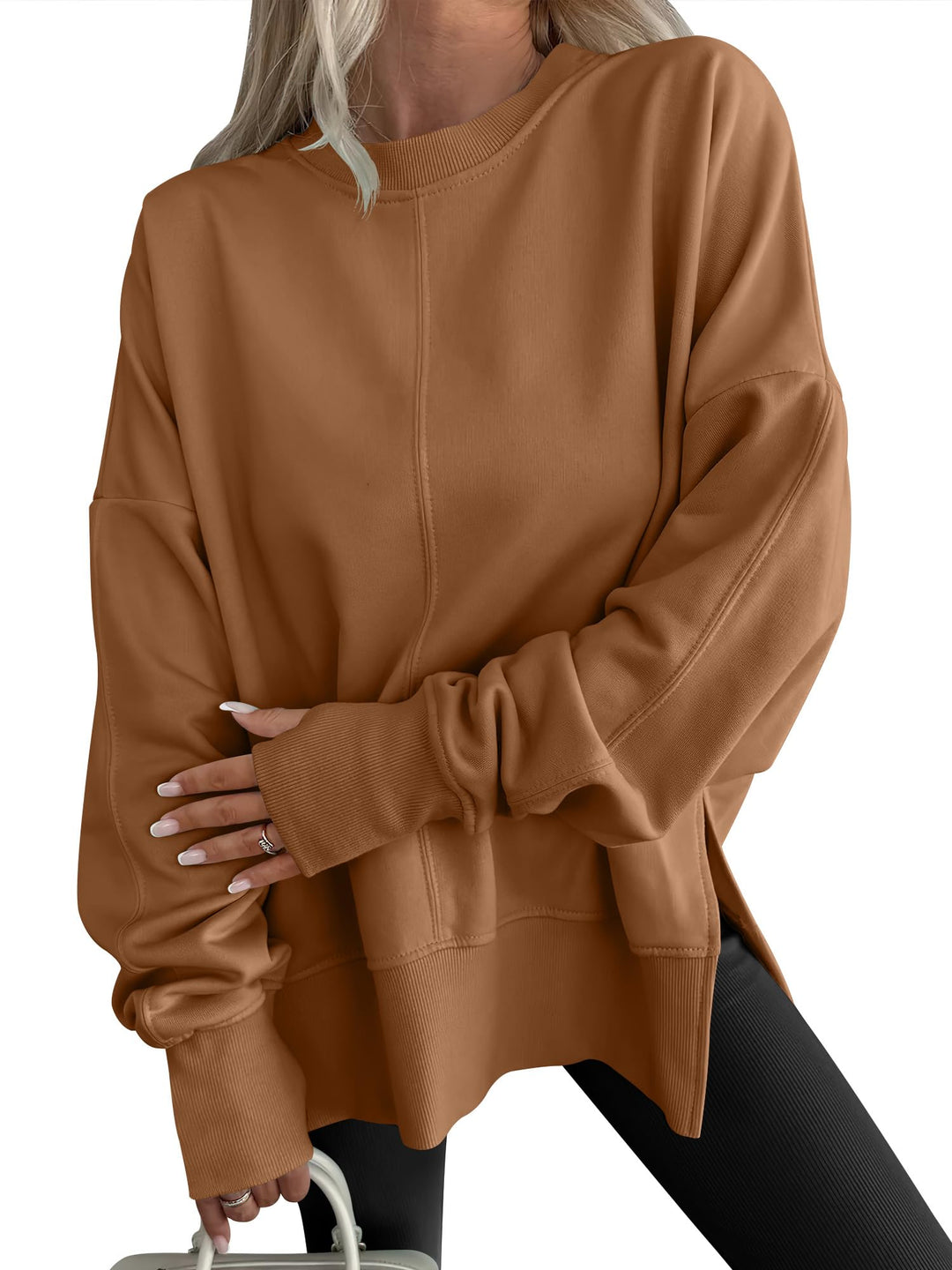 ANRABESS Oversized Sweatshirts for Women Thumbhole Long Sleeve Hoodies Shirts Fall Side Slit Pullover Fashion Top Teen Y2k Outfits