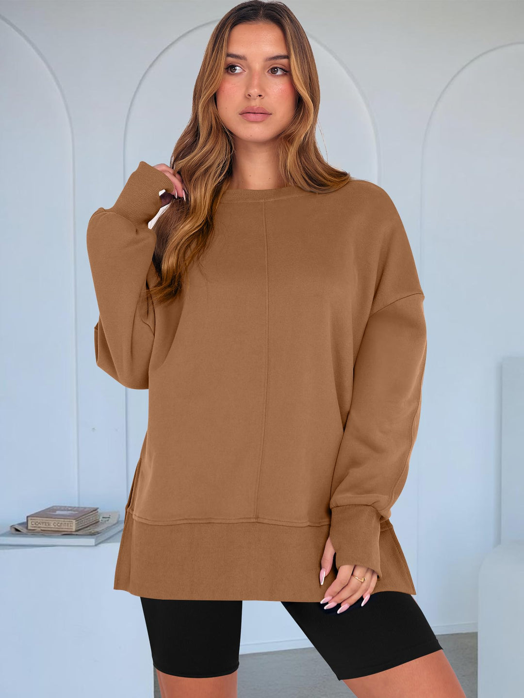 ANRABESS Oversized Sweatshirts for Women Thumbhole Long Sleeve Hoodies Shirts Fall Side Slit Pullover Fashion Top Teen Y2k Outfits