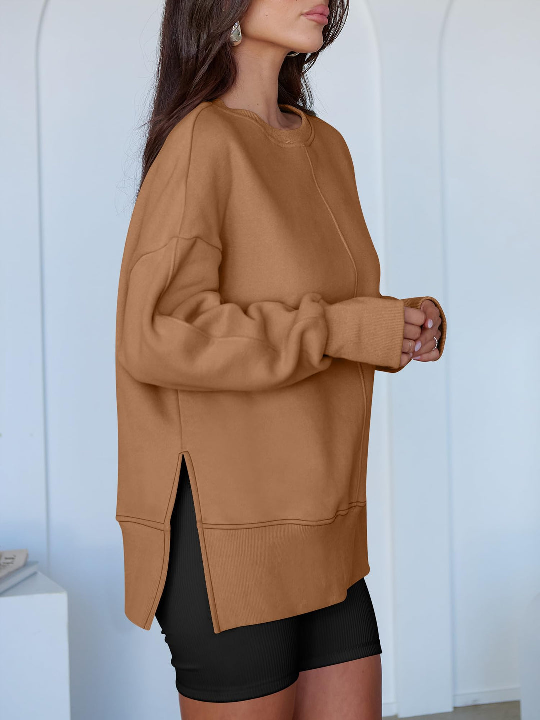 ANRABESS Oversized Sweatshirts for Women Thumbhole Long Sleeve Hoodies Shirts Fall Side Slit Pullover Fashion Top Teen Y2k Outfits