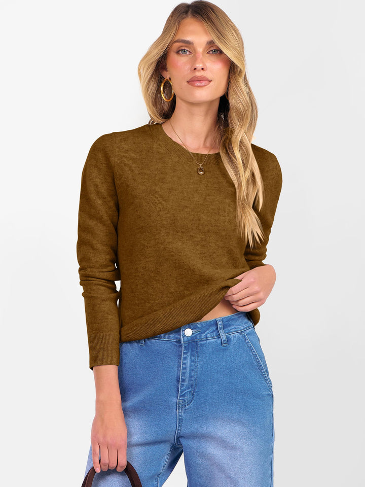 ANRABESS Women's 100% Wool Crewneck Long Sleeve Sweater