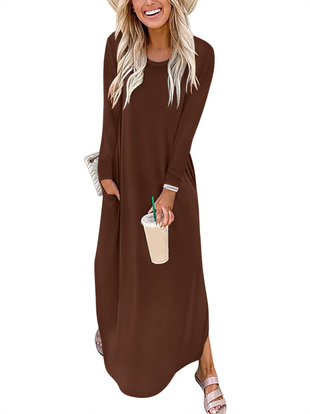 ANRABESS Casual Loose Maxi Dress for Travel with Pockets