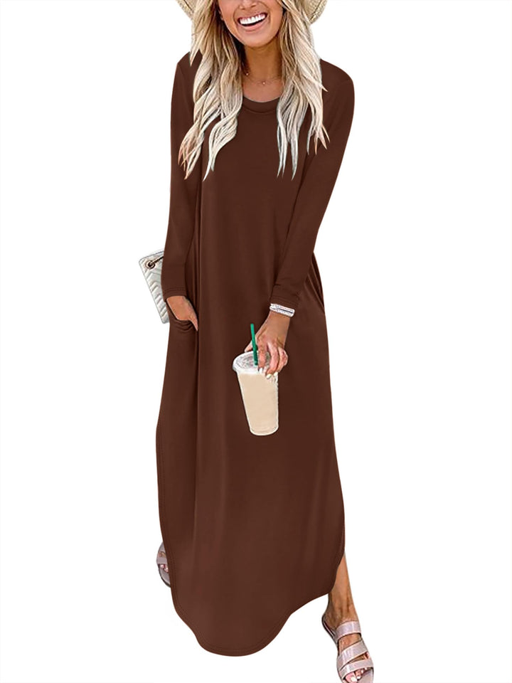 ANRABESS Casual Loose Maxi Dress for Travel with Pockets