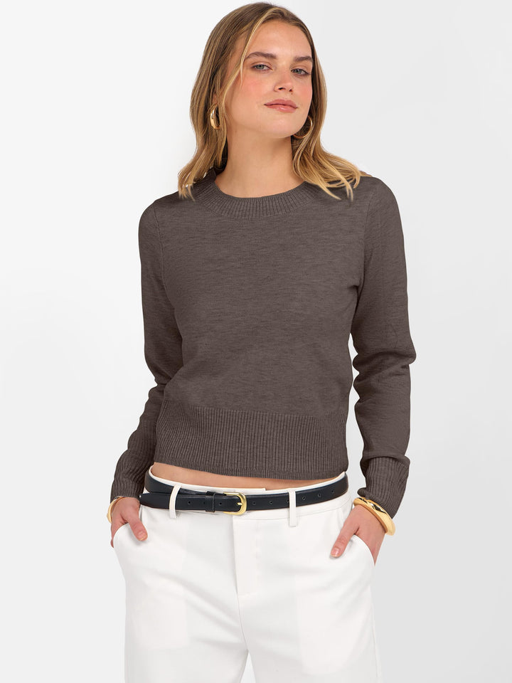 ANRABESS Women's Cropped Long Sleeve Lightweight Sweater