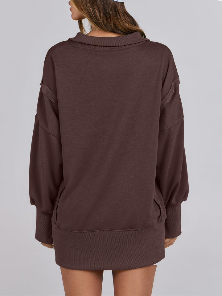 ANRABESS Women's Oversized Button-Up Henley Sweatshirt