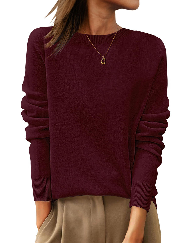 ANRABESS Women's 100% Wool Crewneck Long Sleeve Sweater