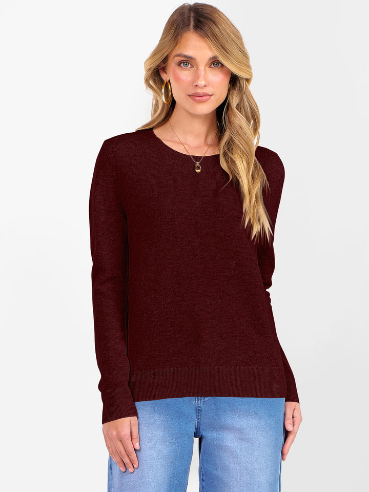 ANRABESS Women's 100% Wool Crewneck Long Sleeve Sweater