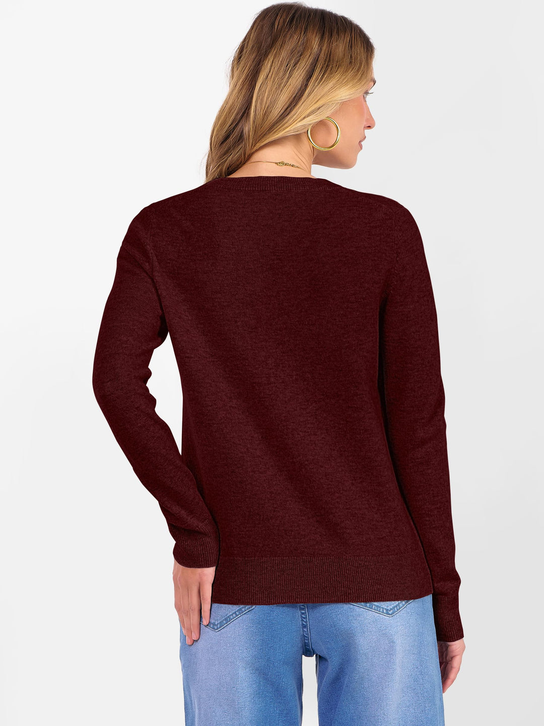 ANRABESS Women's 100% Wool Crewneck Long Sleeve Sweater