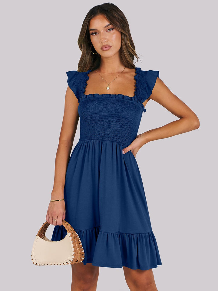 ANRABESS Boho Sleeveless Square Neck Beach Dress