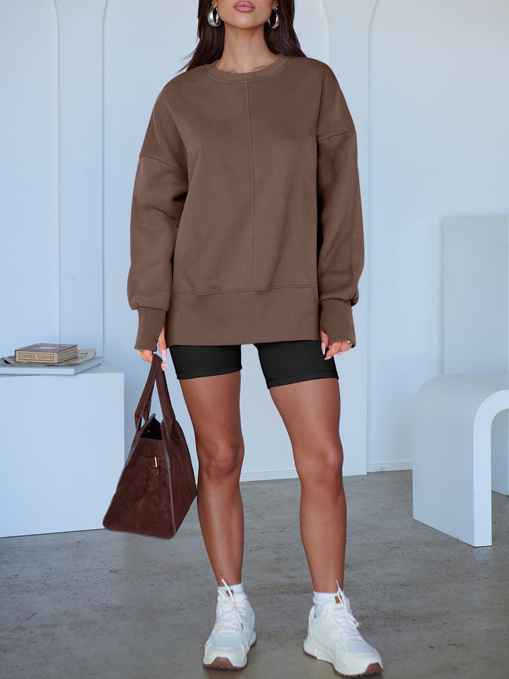 ANRABESS Oversized Sweatshirts for Women Thumbhole Long Sleeve Hoodies Shirts Fall Side Slit Pullover Fashion Top Teen Y2k Outfits