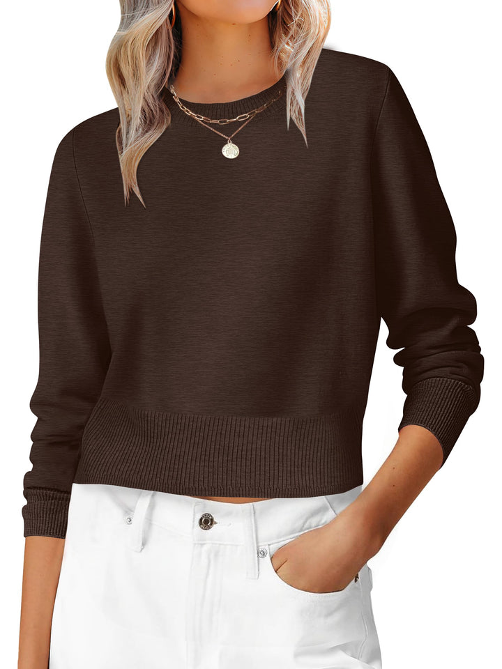 ANRABESS Women's Cropped Long Sleeve Lightweight Sweater