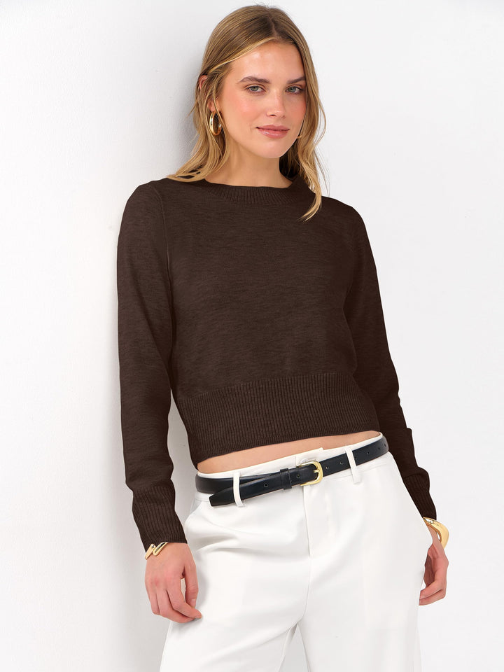 ANRABESS Women's Cropped Long Sleeve Lightweight Sweater