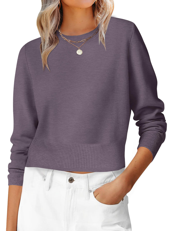 ANRABESS Women's Cropped Long Sleeve Lightweight Sweater