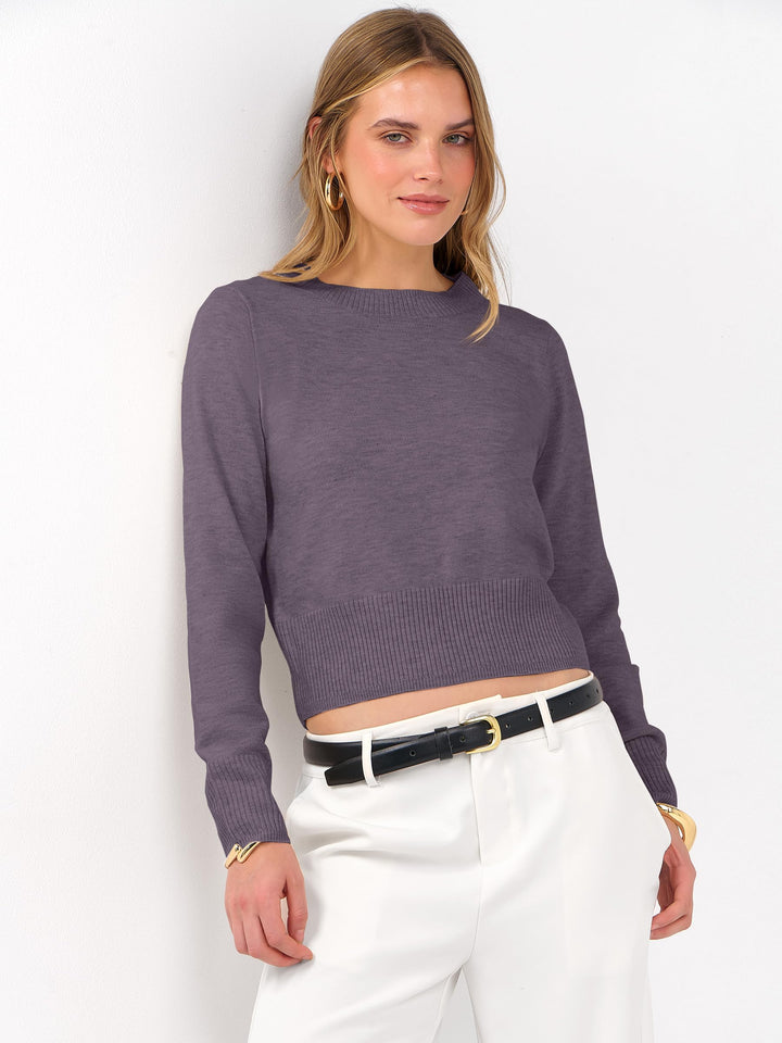 ANRABESS Women's Cropped Long Sleeve Lightweight Sweater