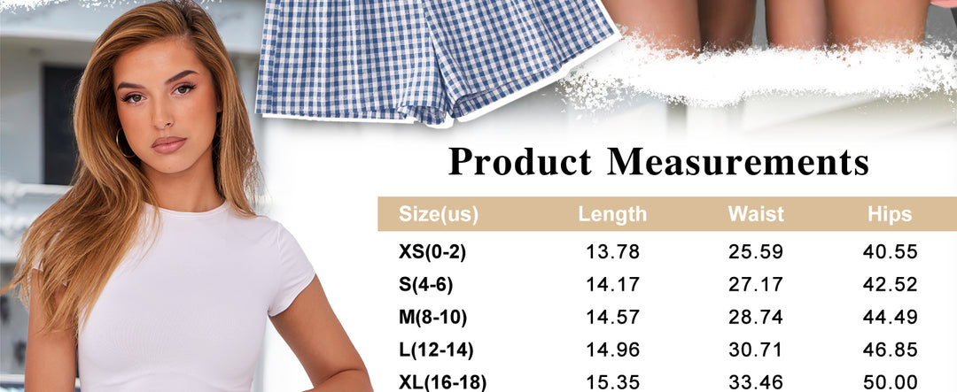 ANRABESS Womens Ruffle Boxer Shorts Gingham Elastic Waist Summer Casual Lounge Sleep Pajama Shorts Lightweight Loose Beach Bottoms with Pockets