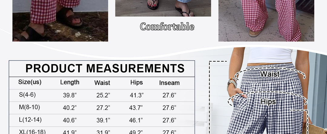 ANRABESS High Waisted Gingham Lounge Pajama Pants