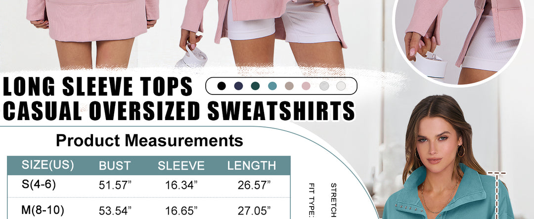 ANRABESS Women's Oversized Button-Up Henley Sweatshirt