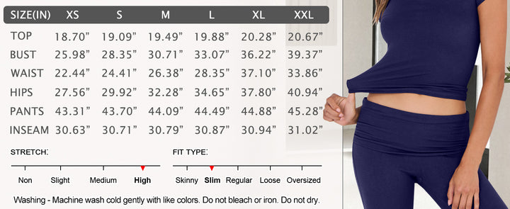 ANRABESS Women's 2-Piece Foldover Flare Legging Set