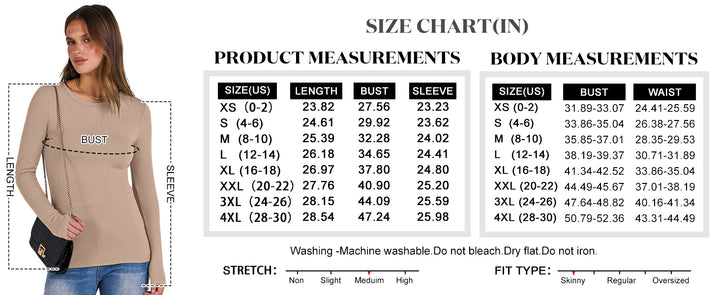 ANRABESS Long Sleeve Shirts for Women Ribbed Knit Slim Fit Basic Tops Crewneck Tees Spring Fall Casual Underscrubs Layer Clothes
