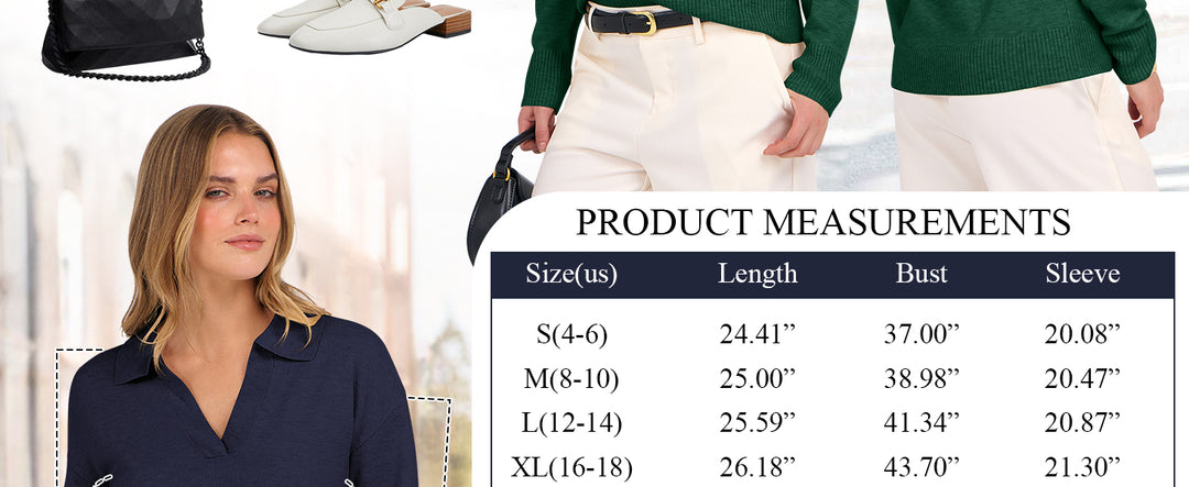 ANRABESS Women's Lightweight Polo V-Neck Knit Sweater