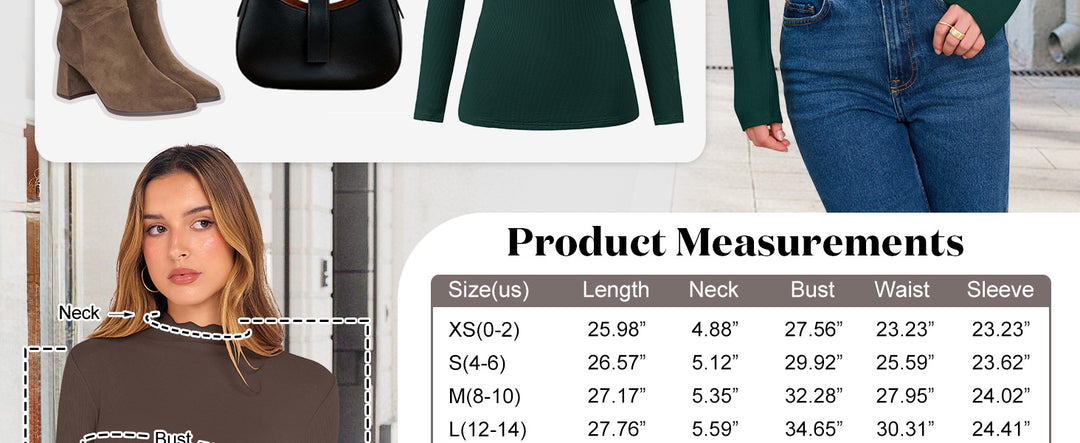 ANRABESS Women's Lettuce Trim Mock Neck Ribbed Top