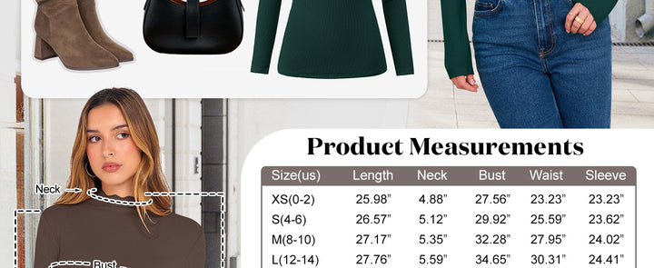 ANRABESS Women's Lettuce Trim Mock Neck Ribbed Top