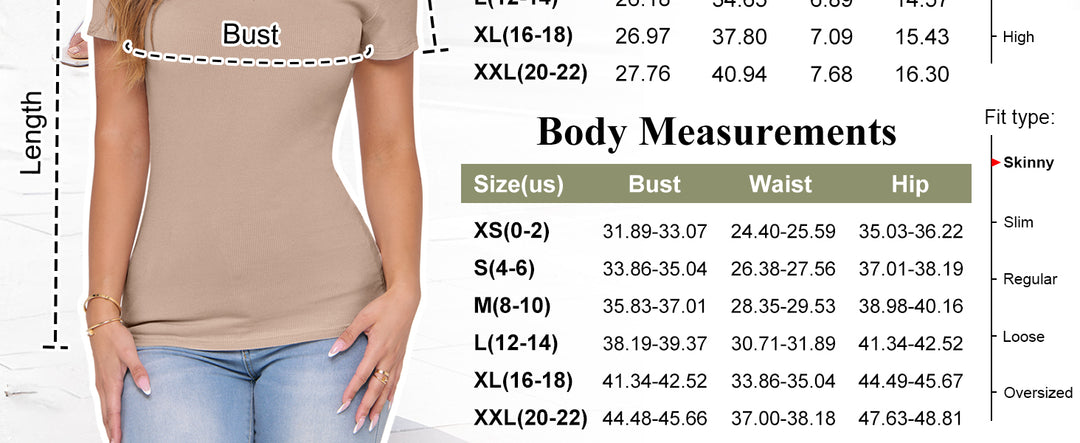 ANRABESS Fitted Ribbed V-Neck Short Sleeve Top