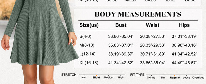 ANRABESS Women's Ribbed V-Neck Swing Sweater Dress