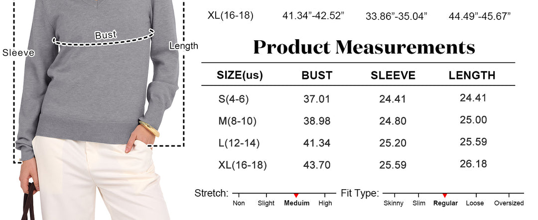 ANRABESS Women's Wool Blend V-Neck Long Sleeve Sweater