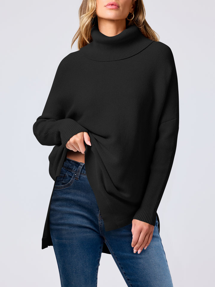 ANRABESS Batwing Sleeve Turtleneck Loose Tunic Pullover