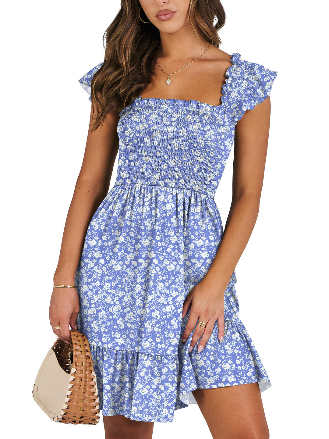 ANRABESS Boho Sleeveless Square Neck Beach Dress
