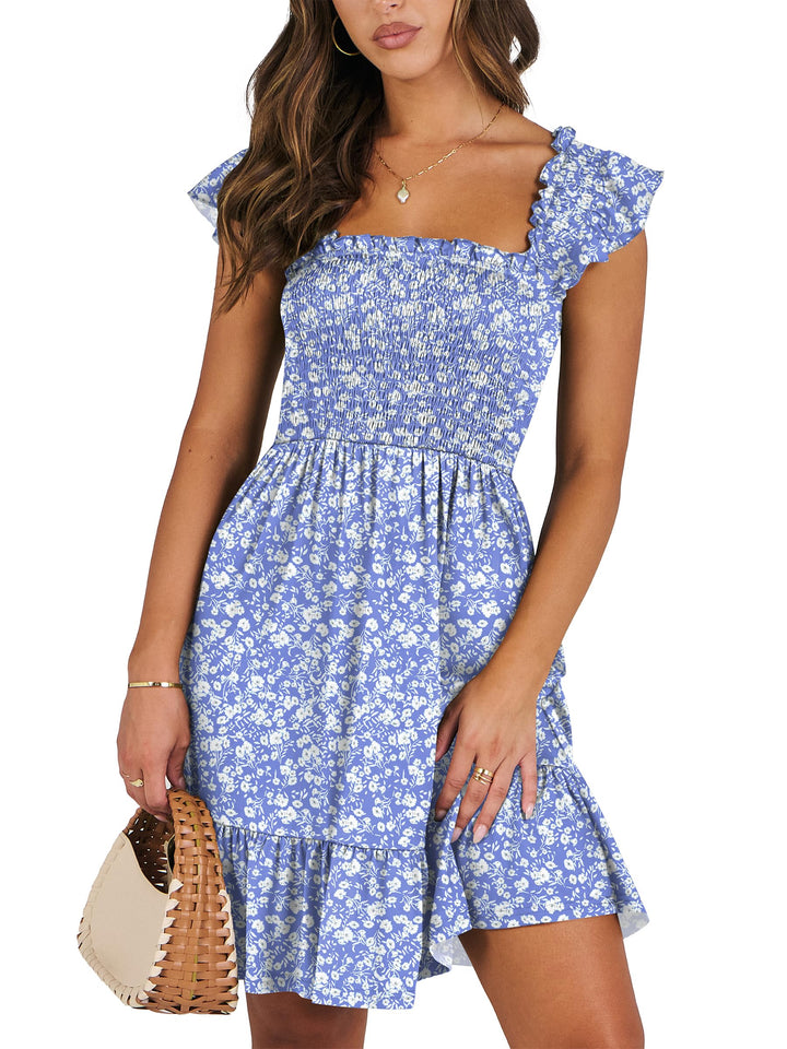 ANRABESS Boho Sleeveless Square Neck Beach Dress